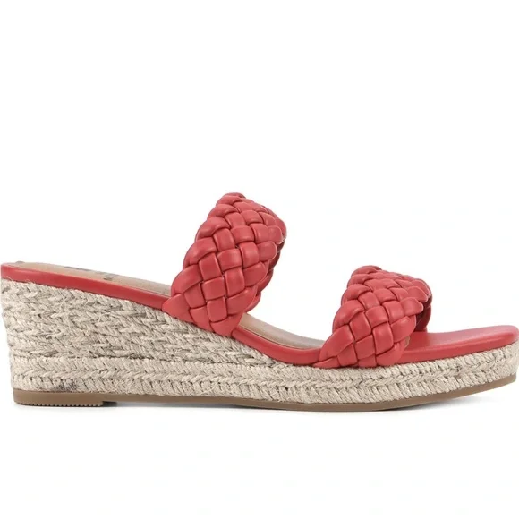 White Mountain Red Braided Wedge Sandals - Picture 2 of 9